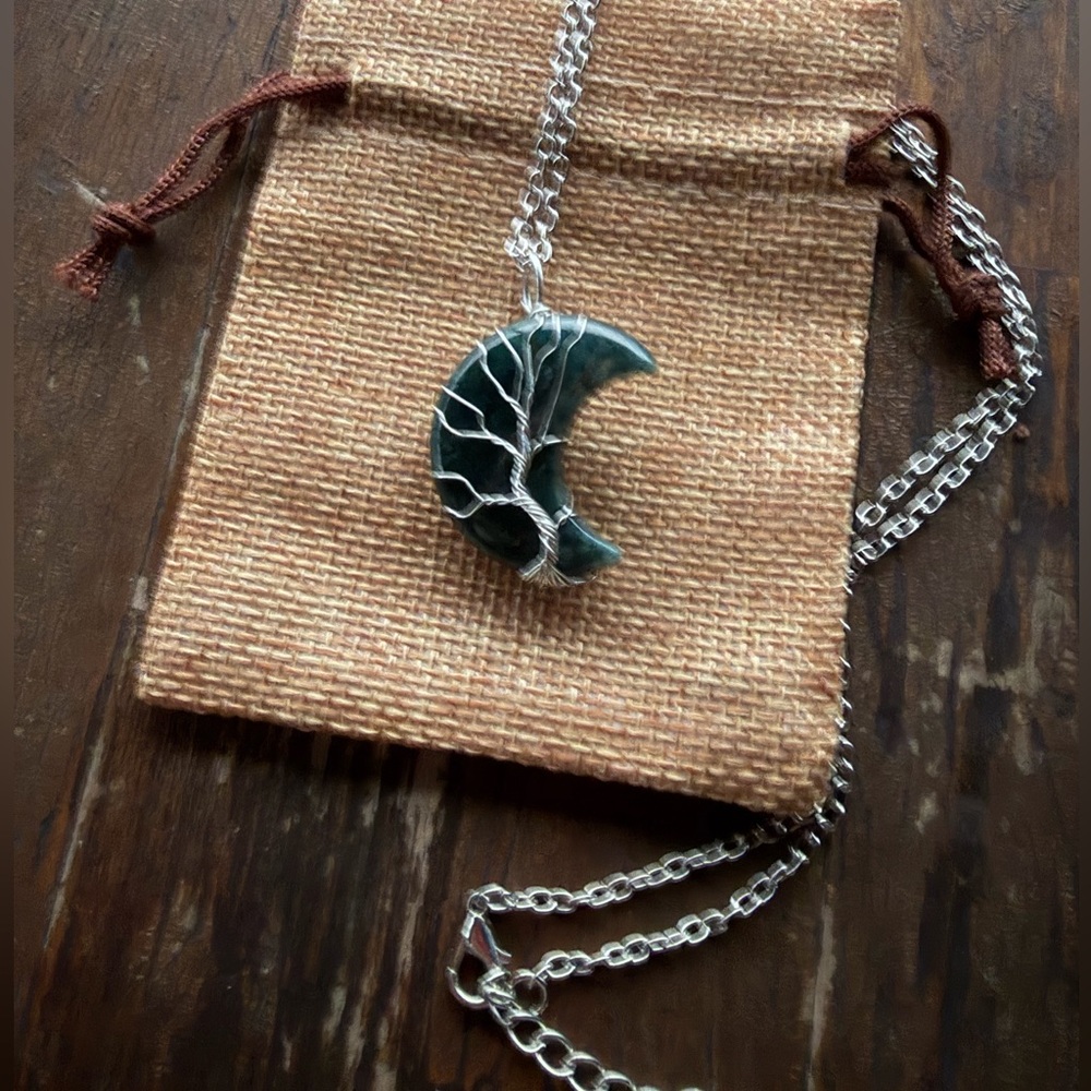 Indian Agate Necklace Indian Agate Pendant Celestial Necklace
